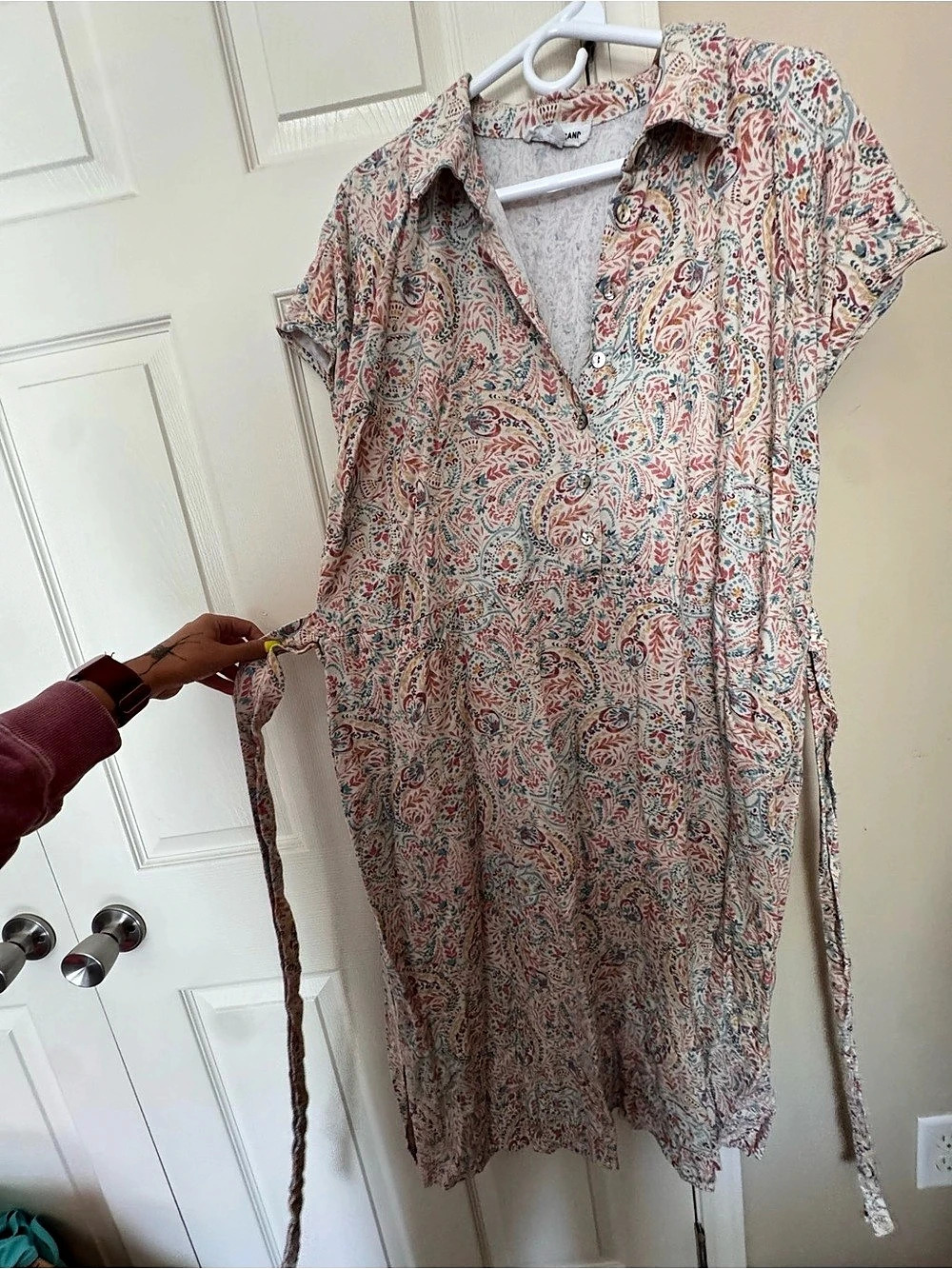 Lucky Brand Paisley Maxi Dress in Pink & Blue Size 2X Like New - Picture 2 of 5